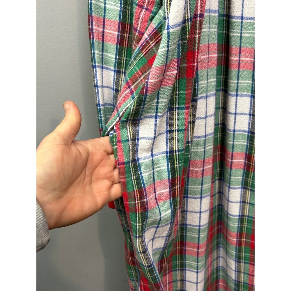 The Tog Shop Nightgown Womens Large Red Green Plaid Cotton Zipper Lounger Vtg - Picture 6 of 8